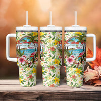 Hawaiian Piko Threads Of Paradise Aloha Tumbler With Handle Tropical Hibiscus Plumeria TS04 - Polynesian Pride