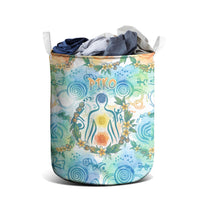 Hawaiian Piko Cultural Pride Aloha Laundry Basket Watercolor Spiral Art - Tropical Plumeria Lei Garland TS04 - Polynesian Pride