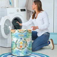 Hawaiian Piko Cultural Pride Aloha Laundry Basket Watercolor Spiral Art - Tropical Plumeria Lei Garland TS04 - Polynesian Pride