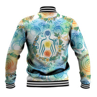 Hawaiian Piko Cultural Pride Aloha Baseball Jacket Watercolor Spiral Art - Tropical Plumeria Lei Garland TS04 - Polynesian Pride