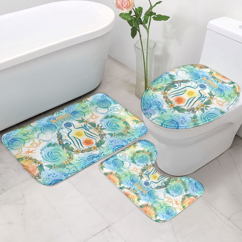 Hawaiian Piko Cultural Pride Aloha Bathroom Set Watercolor Spiral Art - Tropical Plumeria Lei Garland TS04 - Polynesian Pride