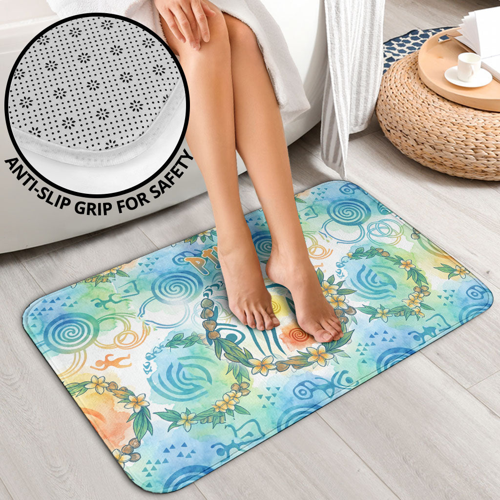 Hawaiian Piko Cultural Pride Aloha Bathroom Set Watercolor Spiral Art - Tropical Plumeria Lei Garland TS04 - Polynesian Pride