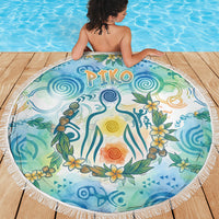 Hawaiian Piko Cultural Pride Aloha Beach Blanket Watercolor Spiral Art - Tropical Plumeria Lei Garland TS04 - Polynesian Pride