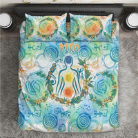 Hawaiian Piko Cultural Pride Aloha Bedding Set Watercolor Spiral Art - Tropical Plumeria Lei Garland TS04 White Blue - Polynesian Pride