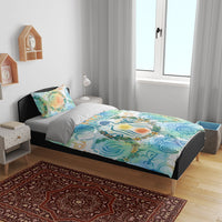 Hawaiian Piko Cultural Pride Aloha Bedding Set Watercolor Spiral Art - Tropical Plumeria Lei Garland TS04 - Polynesian Pride