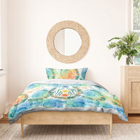 Hawaiian Piko Cultural Pride Aloha Bedding Set Watercolor Spiral Art - Tropical Plumeria Lei Garland TS04 - Polynesian Pride