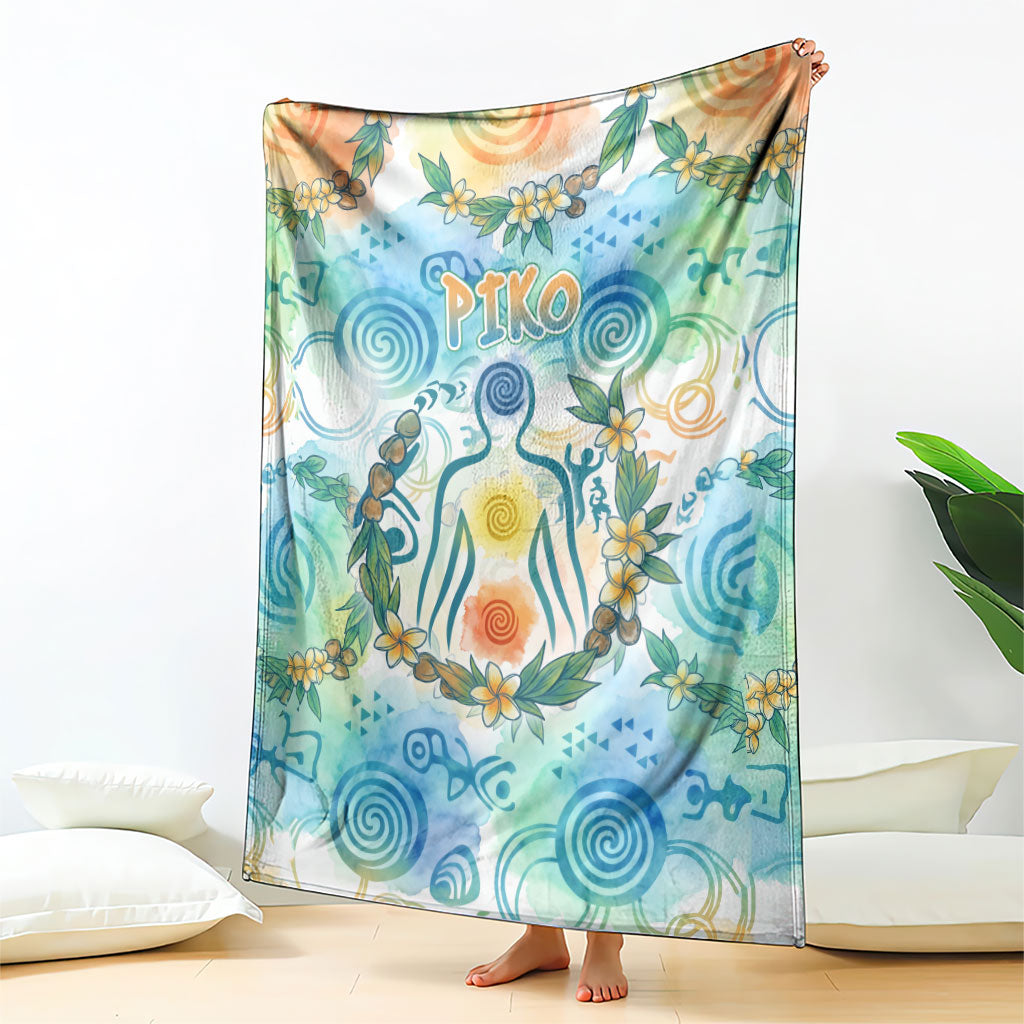 Hawaiian Piko Cultural Pride Aloha Blanket Watercolor Spiral Art - Tropical Plumeria Lei Garland TS04 - Polynesian Pride