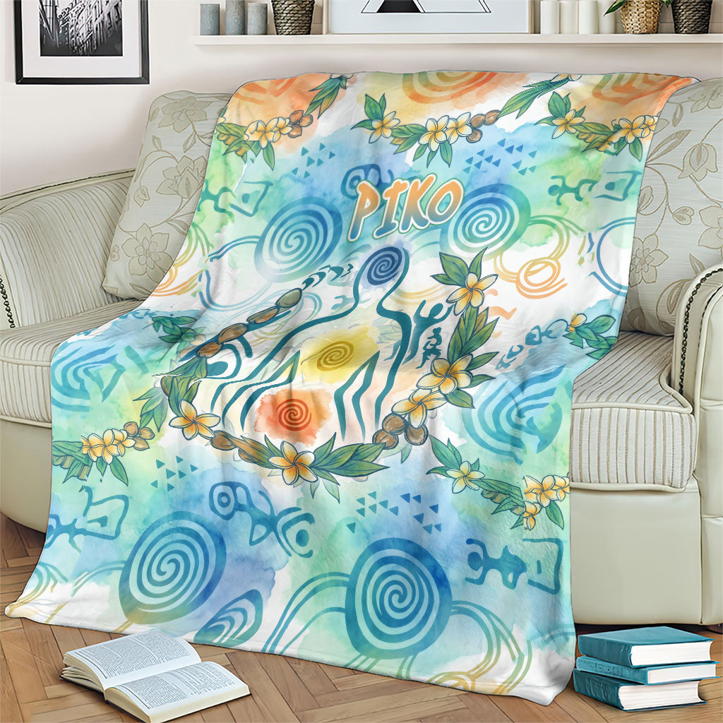 Hawaiian Piko Cultural Pride Aloha Blanket Watercolor Spiral Art - Tropical Plumeria Lei Garland TS04 - Polynesian Pride
