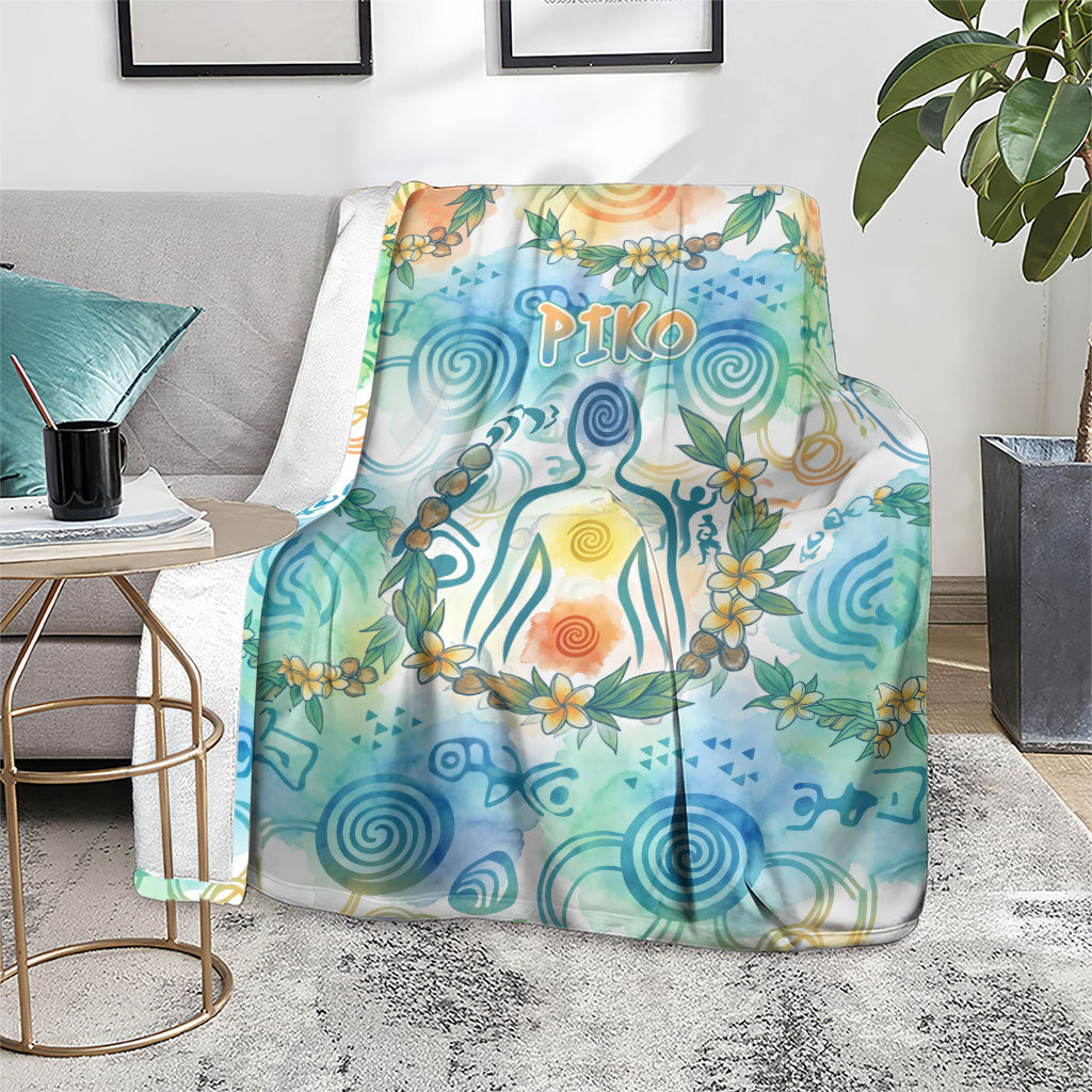 Hawaiian Piko Cultural Pride Aloha Blanket Watercolor Spiral Art - Tropical Plumeria Lei Garland TS04 - Polynesian Pride