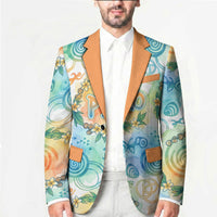 Hawaiian Piko Cultural Pride Aloha Blazer Watercolor Spiral Art - Tropical Plumeria Lei Garland TS04 - Polynesian Pride