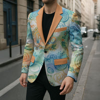 Hawaiian Piko Cultural Pride Aloha Blazer Watercolor Spiral Art - Tropical Plumeria Lei Garland TS04 - Polynesian Pride