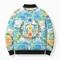 Hawaiian Piko Cultural Pride Aloha Bomber Puffer Jacket Watercolor Spiral Art - Tropical Plumeria Lei Garland TS04 - Polynesian Pride