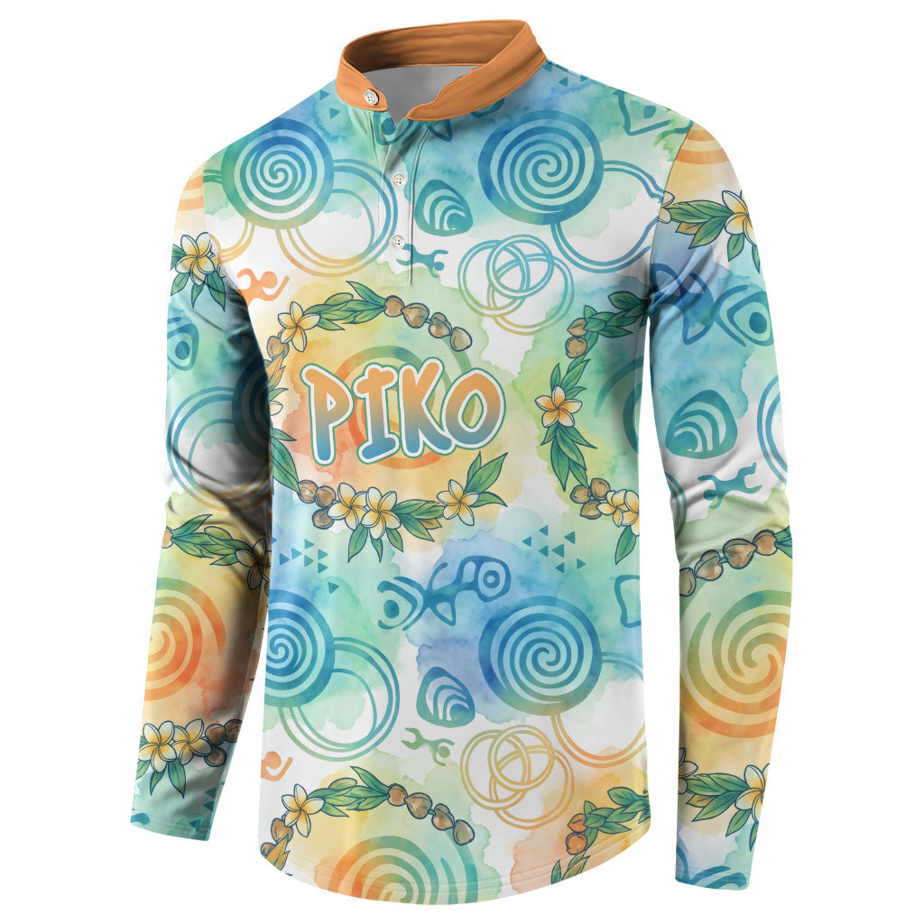 Hawaiian Piko Cultural Pride Aloha Button Sweatshirt Watercolor Spiral Art - Tropical Plumeria Lei Garland TS04 - Polynesian Pride