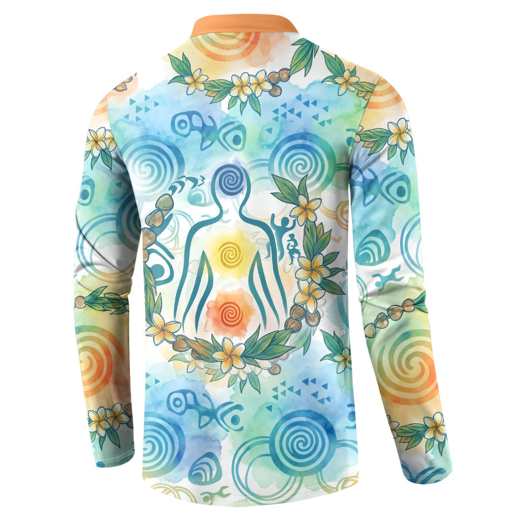 Hawaiian Piko Cultural Pride Aloha Button Sweatshirt Watercolor Spiral Art - Tropical Plumeria Lei Garland TS04 - Polynesian Pride
