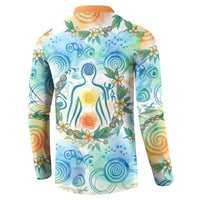 Hawaiian Piko Cultural Pride Aloha Button Sweatshirt Watercolor Spiral Art - Tropical Plumeria Lei Garland TS04 - Polynesian Pride