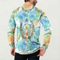 Hawaiian Piko Cultural Pride Aloha Button Sweatshirt Watercolor Spiral Art - Tropical Plumeria Lei Garland TS04 - Polynesian Pride
