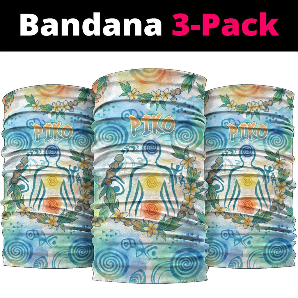 Hawaiian Piko Cultural Pride Aloha Neck Gaiter Watercolor Spiral Art - Tropical Plumeria Lei Garland TS04 package One Size: 25*50cm White Blue - Polynesian Pride