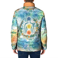 Hawaiian Piko Cultural Pride Aloha Padded Jacket Watercolor Spiral Art - Tropical Plumeria Lei Garland TS04 - Polynesian Pride