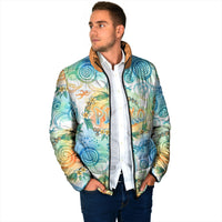 Hawaiian Piko Cultural Pride Aloha Padded Jacket Watercolor Spiral Art - Tropical Plumeria Lei Garland TS04 - Polynesian Pride