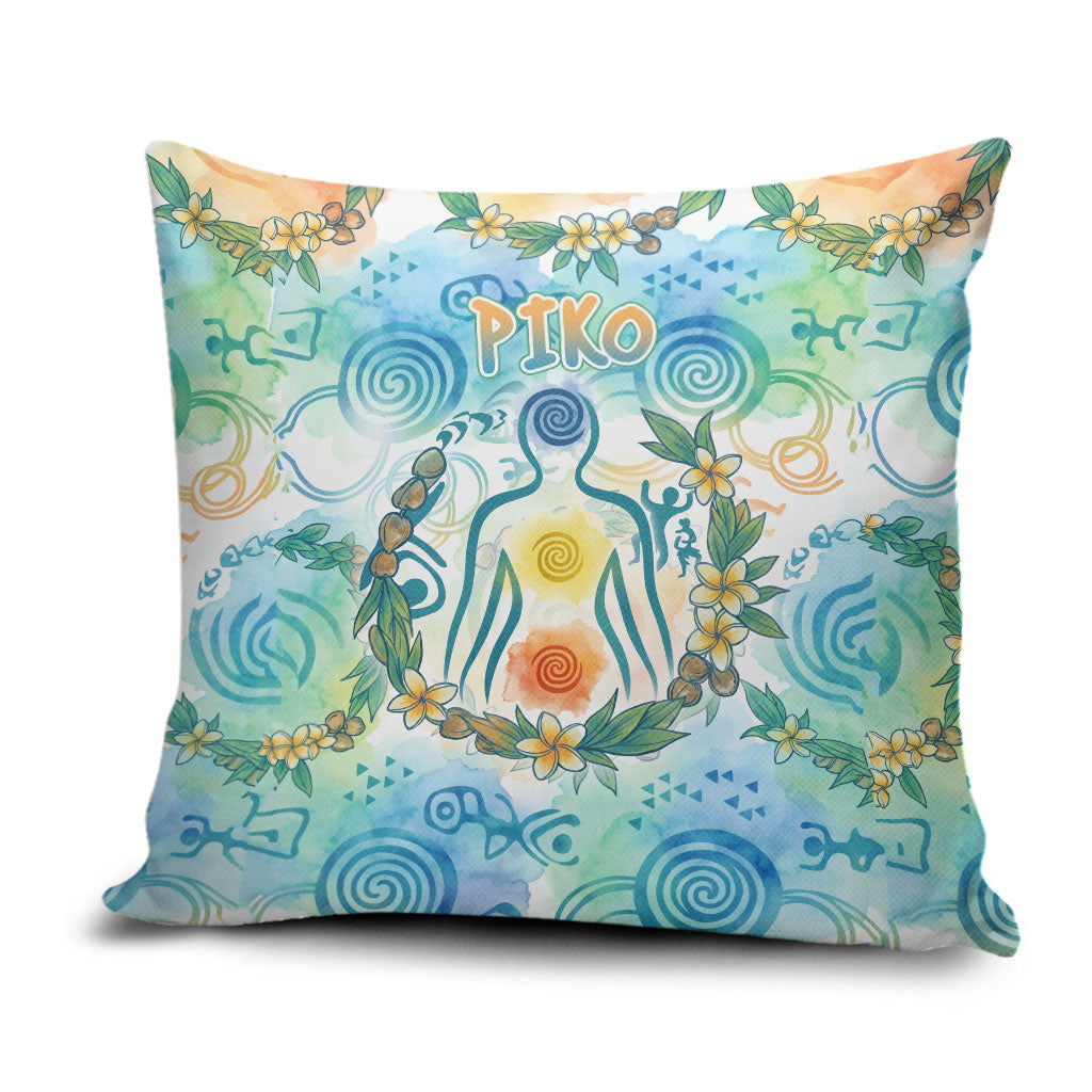 Hawaiian Piko Cultural Pride Aloha Pillow Cover Watercolor Spiral Art - Tropical Plumeria Lei Garland TS04 White Blue - Polynesian Pride