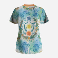 Hawaiian Piko Cultural Pride Aloha Scrub Top Watercolor Spiral Art - Tropical Plumeria Lei Garland TS04 - Polynesian Pride