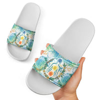 Hawaiian Piko Cultural Pride Aloha Slide Sandals Watercolor Spiral Art - Tropical Plumeria Lei Garland TS04 - Polynesian Pride