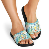 Hawaiian Piko Cultural Pride Aloha Slide Sandals Watercolor Spiral Art - Tropical Plumeria Lei Garland TS04 - Polynesian Pride
