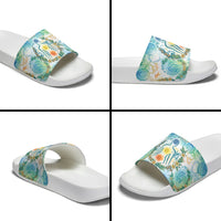 Hawaiian Piko Cultural Pride Aloha Slide Sandals Watercolor Spiral Art - Tropical Plumeria Lei Garland TS04 - Polynesian Pride
