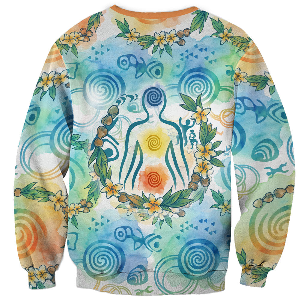 Hawaiian Piko Cultural Pride Aloha Sweatshirt Watercolor Spiral Art - Tropical Plumeria Lei Garland TS04 - Polynesian Pride