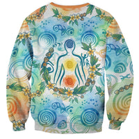 Hawaiian Piko Cultural Pride Aloha Sweatshirt Watercolor Spiral Art - Tropical Plumeria Lei Garland TS04 - Polynesian Pride