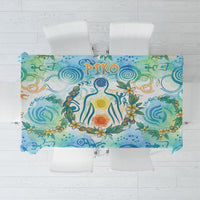 Hawaiian Piko Cultural Pride Aloha Tablecloth Watercolor Spiral Art - Tropical Plumeria Lei Garland TS04 White Blue - Polynesian Pride
