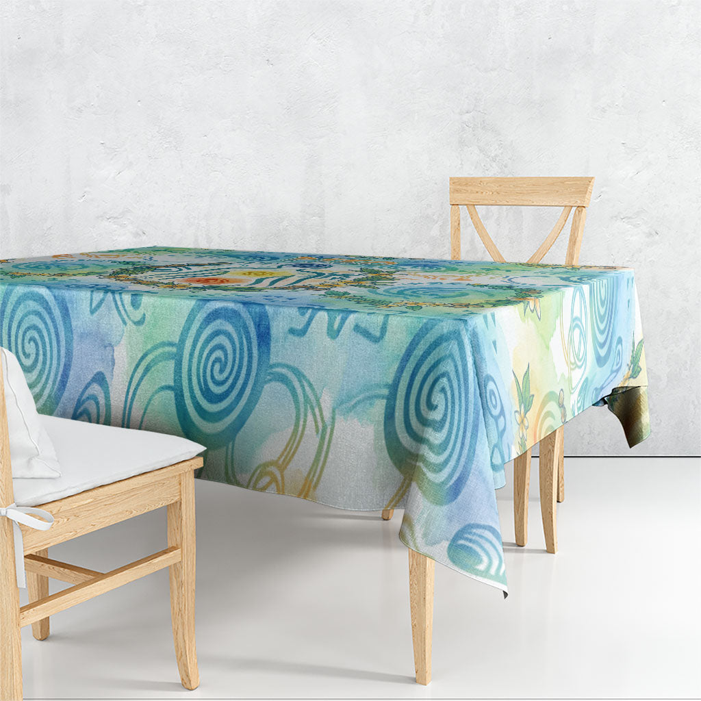 Hawaiian Piko Cultural Pride Aloha Tablecloth Watercolor Spiral Art - Tropical Plumeria Lei Garland TS04 - Polynesian Pride