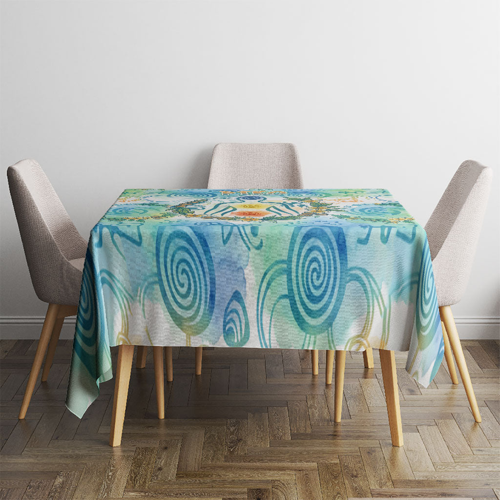 Hawaiian Piko Cultural Pride Aloha Tablecloth Watercolor Spiral Art - Tropical Plumeria Lei Garland TS04 - Polynesian Pride