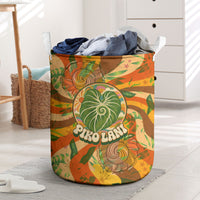 Hawaiian Piko Lani Cultivate I Ka Piko Aloha Laundry Basket Retro Psychedelic Taro Leaf - Hibiscus Flowers TS04 Orange Green - Polynesian Pride