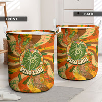 Hawaiian Piko Lani Cultivate I Ka Piko Aloha Laundry Basket Retro Psychedelic Taro Leaf - Hibiscus Flowers TS04 - Polynesian Pride