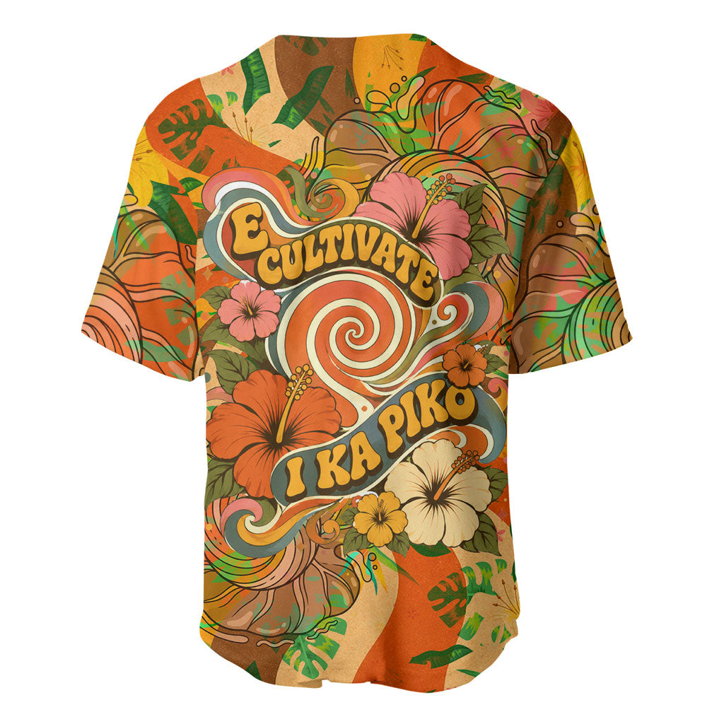 Hawaiian Piko Lani Cultivate I Ka Piko Aloha Baseball Jersey Retro Psychedelic Taro Leaf - Hibiscus Flowers TS04 - Polynesian Pride