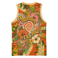 Hawaiian Piko Lani Cultivate I Ka Piko Aloha Basketball Jersey Retro Psychedelic Taro Leaf - Hibiscus Flowers TS04 - Polynesian Pride