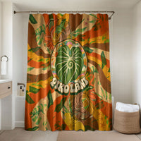 Hawaiian Piko Lani Cultivate I Ka Piko Aloha Bathroom Set Retro Psychedelic Taro Leaf - Hibiscus Flowers TS04 Shower Curtain Only Orange Green - Polynesian Pride