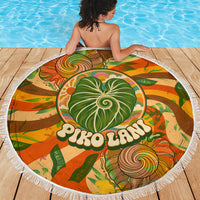 Hawaiian Piko Lani Cultivate I Ka Piko Aloha Beach Blanket Retro Psychedelic Taro Leaf - Hibiscus Flowers TS04 - Polynesian Pride