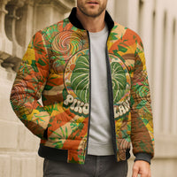 Hawaiian Piko Lani Cultivate I Ka Piko Aloha Bomber Puffer Jacket Retro Psychedelic Taro Leaf - Hibiscus Flowers TS04 - Polynesian Pride
