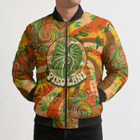 Hawaiian Piko Lani Cultivate I Ka Piko Aloha Bomber Puffer Jacket Retro Psychedelic Taro Leaf - Hibiscus Flowers TS04 - Polynesian Pride