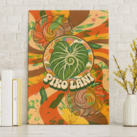 Hawaiian Piko Lani Cultivate I Ka Piko Aloha Canvas Wall Art Retro Psychedelic Taro Leaf - Hibiscus Flowers TS04 Without Frame Orange Green - Polynesian Pride
