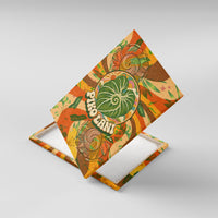 Hawaiian Piko Lani Cultivate I Ka Piko Aloha Canvas Wall Art Retro Psychedelic Taro Leaf - Hibiscus Flowers TS04 With Frame Orange Green - Polynesian Pride