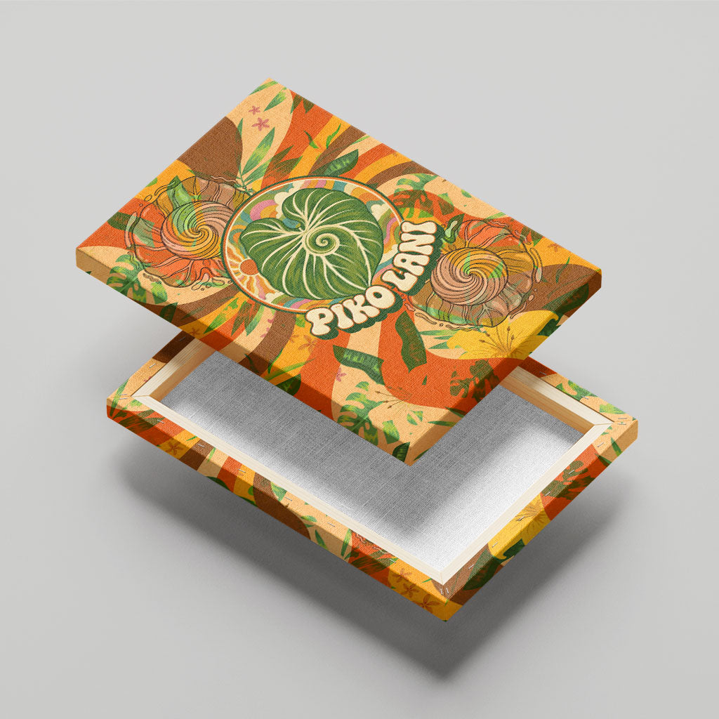 Hawaiian Piko Lani Cultivate I Ka Piko Aloha Canvas Wall Art Retro Psychedelic Taro Leaf - Hibiscus Flowers TS04 - Polynesian Pride