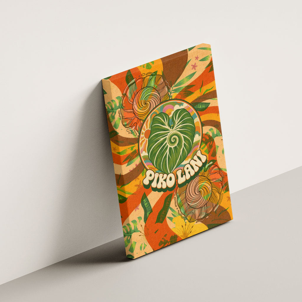 Hawaiian Piko Lani Cultivate I Ka Piko Aloha Canvas Wall Art Retro Psychedelic Taro Leaf - Hibiscus Flowers TS04 - Polynesian Pride