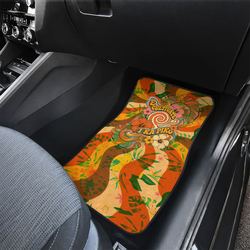 Hawaiian Piko Lani Cultivate I Ka Piko Aloha Car Mats Retro Psychedelic Taro Leaf - Hibiscus Flowers TS04 - Polynesian Pride
