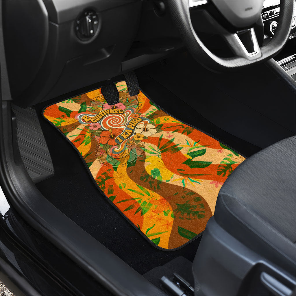 Hawaiian Piko Lani Cultivate I Ka Piko Aloha Car Mats Retro Psychedelic Taro Leaf - Hibiscus Flowers TS04 - Polynesian Pride