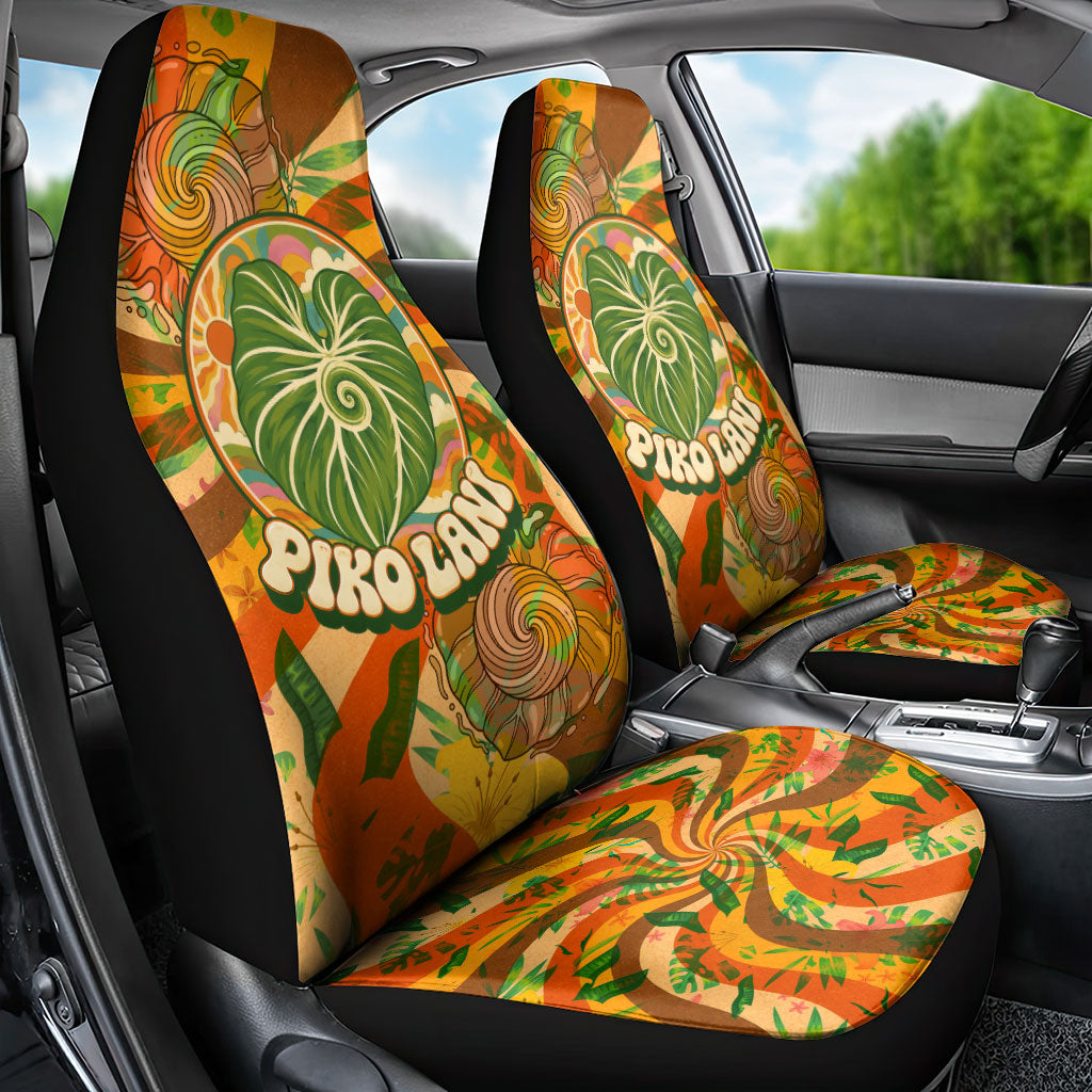 Hawaiian Piko Lani Cultivate I Ka Piko Aloha Car Seat Cover Retro Psychedelic Taro Leaf - Hibiscus Flowers TS04 - Polynesian Pride