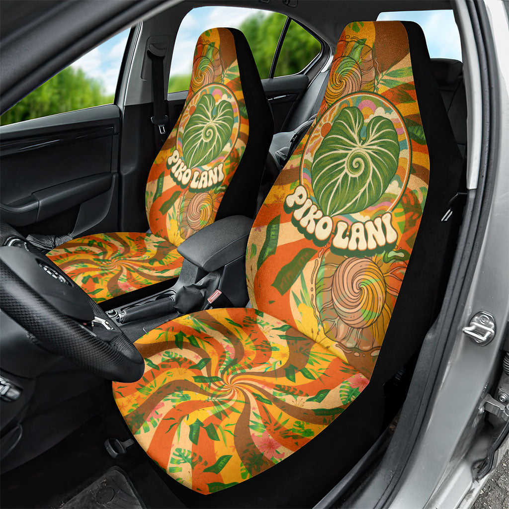Hawaiian Piko Lani Cultivate I Ka Piko Aloha Car Seat Cover Retro Psychedelic Taro Leaf - Hibiscus Flowers TS04 - Polynesian Pride