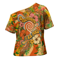 Hawaiian Piko Lani Cultivate I Ka Piko Aloha Cross Shoulder Shirt Retro Psychedelic Taro Leaf - Hibiscus Flowers TS04 - Polynesian Pride